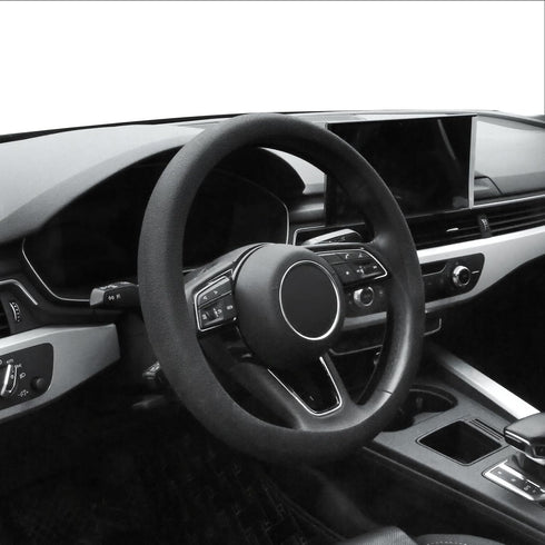 Resilient Car Steering Wheel Cover, Car Silicone Steering Wheel Cover for Men, Fits 14-Inch Steering Wheel Cover in Black, Semi-Wraparound Thin St...