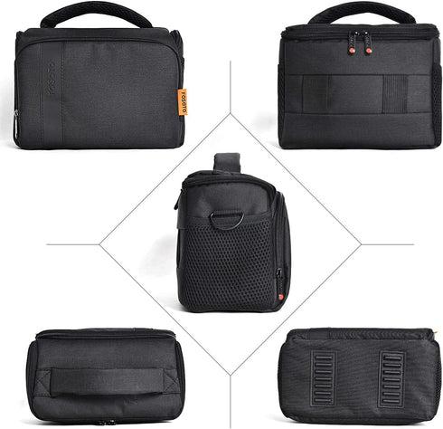 FOSOTO Waterproof (with Rain Cover) Shoulder Camera Case Bag Compatible for Nikon D5600 D750 D3300 Canon Rebel SL2 T7i EOS 80D 60D Sony A77II a68 ...