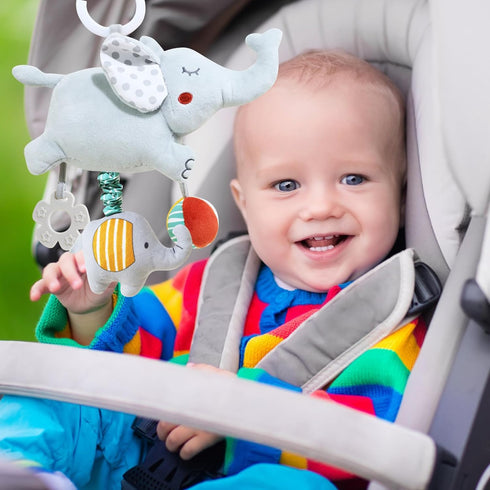 Baby Car Seat Toys For Babies 0-6 Months Musical Learning Toddler Stroller Toys 6 To 12 Months Soft Sensory Developmental Crib Toys Hanging With I...