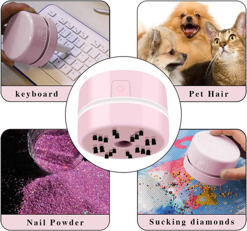 BLOCE Diamond Tools, Diamond Accessories for Diamonds, Desk Accessories Hand-Held Vacuum Cleaner, Desk Vacuum Cleaner Mini (Pink)...
