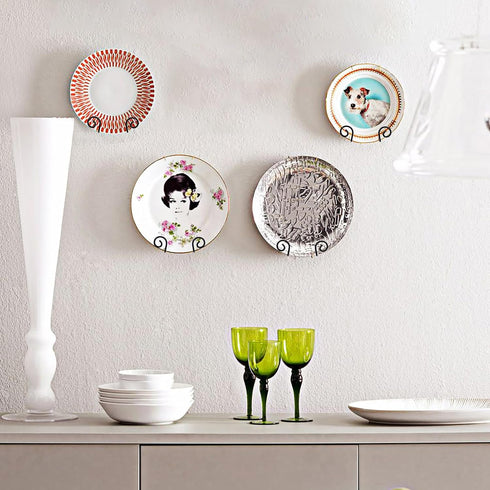 Hipiwe Black Metal Plate Display Easel Stands 4 pack Wall Mount Plate Hanger Vertical Decorative Plate Holders Picture Frame Stand Holder for Wall...