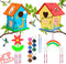 JAS WENAS DIY Birdhouse Craft Kit for Kids - 4 Pack DIY Bird House Kit Painting Puzzle DIY Wooden Assembly, Build and Paint Birdhouse, Wooden Arts...