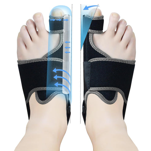 1 Pair Bunion Corrector for Women & Men, Night Bunion Splint, Big Toe Straightener, Bunion Brace for Bunion Pain Relief (Black/Grey, One Size)...