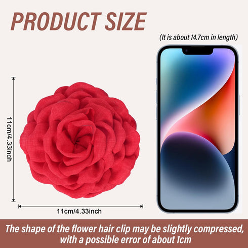 Dainty Red Camellia Flower Brooch for Women Ladies, Delicate Hair Pin for Wedding Party Dance Banquet Ceremony – Versatile Floral Accessory for Cl...