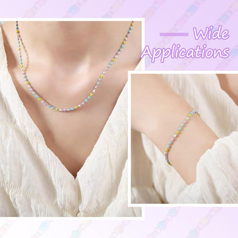 KISSITTY 9.84 Feet Stainless Steel Link Chains Enamel Bead Necklace Bracelet Unwelded Chain Jewelry Making Kit for Women Choker Anklet DIY Clothes...