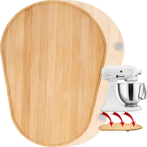 Bamboo Mixer Mat Slider For Kitchen Aid Bowl Lift 5-8 Qt - Mixer Appliance Moving Tray?Kitchen Countertop Storage Mover Sliding Caddy For Kitchen ...