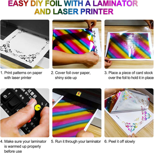 Briartw 4 Rolls Toner Reactive Foil by Laser Printer and Laminator,7.6inch x 16.4ft Transfer Foil Paper for DIY Paper Craft Embossing Scrapbooking...