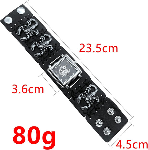 Scorpion Punk Men&Women Wrist Watch Black Wide Leather Cuff Band Watch Cool Style Watches,Rock Locomotive Fashion Watch...