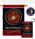 Marines Proudly Family Burlap - Armed Forces Marine Corps USMC Semper Fi United State American Military Veteran Retire Official - House Banner Sma...