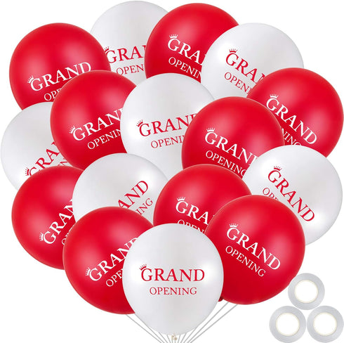 60 Pieces Grand Opening Balloons 12 Inch Double Side Celebrate Business Latex Balloons with 3 Pieces White Ribbons for Ceremony Decoration...