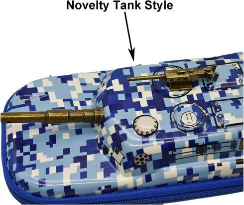 Maydahui Tank Shape Pencil Case Large Capacity Pen Pouch Holder Compartments Organizer Pencil Bag Stationery Box Waterproof EVA Camouflage Blue......