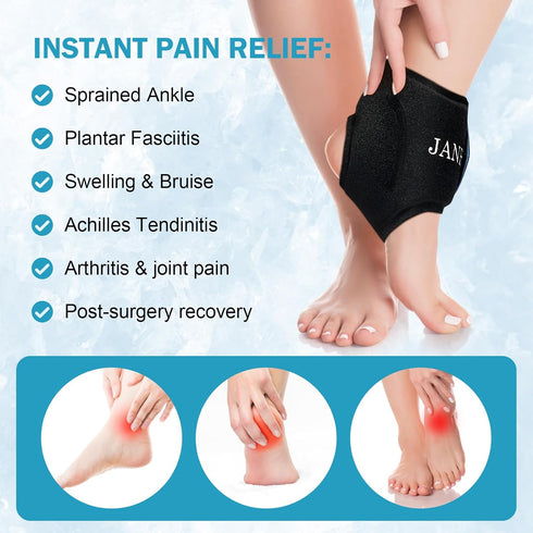Ankle Ice Pack Wrap for Swelling, Reusable Gel Ice Pack for Sprained Ankle Injuries, Foot Pain Relief, Hot Cold Therapy for Achilles Tendonitis, P...