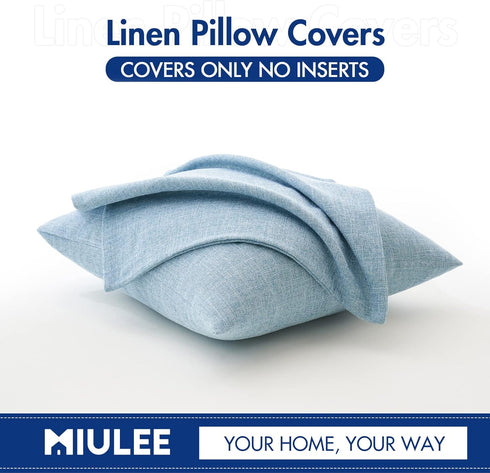 MIULEE Pack of 2 Decorative Linen Burlap Coastal Pillow Covers Farmhouse Boho Accent Pillowcases for Sofa Car Couch Bedroom Living Room Home Decor...