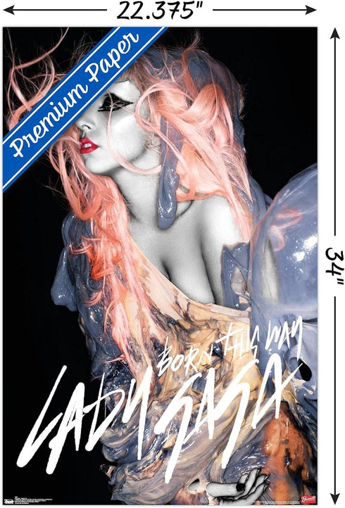 Trends International Lady Gaga - Orange Hair Wall Poster, 22.375" x 34", Premium Poster & Clip Bundle...
