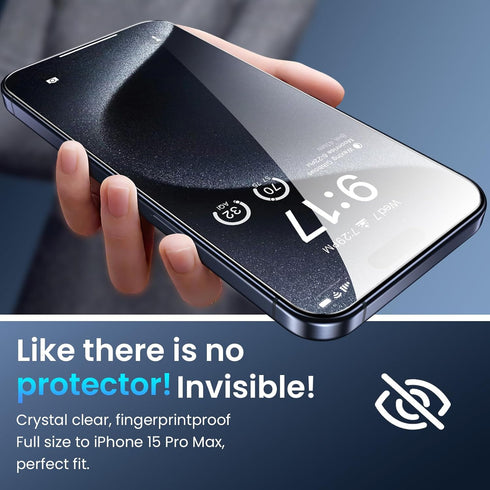 Fotbor [3+3 Pack for iPhone 15 Pro Max Screen Protector with Camera Lens Protector, Tempered Glass Shatterproof Easy Installation Frame, HD Clear ...