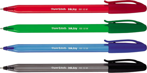 Paper Mate InkJoy 100ST Ballpoint Pens | Medium Point (1.0mm) | Classic Colours | 4 Count...