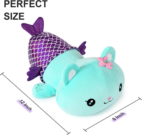 Onsoyours Cute Kitten Mermaid Plush Toy Stuffed Animal Kitty Soft Mermaid Cat Plush Pillow for Kids (Blue Cat Mermaid, 12")...