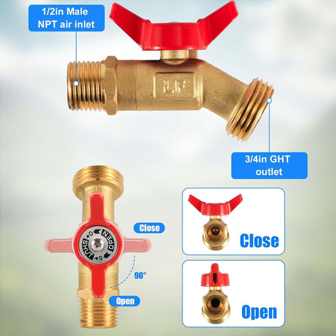 IBC Tote Adapter, 2 Sizes 275-330 Gallon IBC Bag Tank Fittings 1/2in Solid Brass Water Shut-Off Valve Faucet 2.44in Fine Thread & 2.36in Coarse Th...