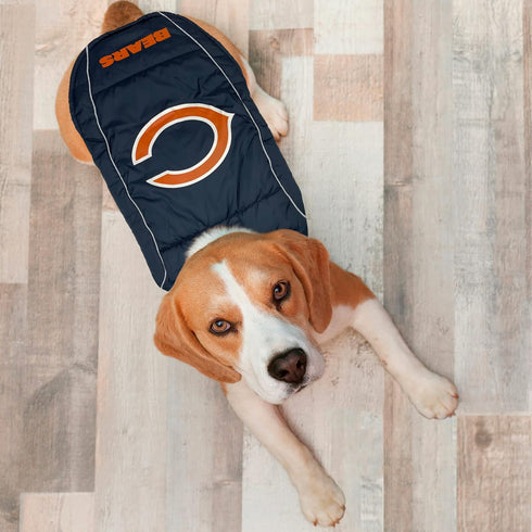 NFL Chicago Bears Puffer Vest for Dogs & Cats, Size Small. Warm, Cozy, and Waterproof Dog Coat, for Small and Large Dogs/Cats. Best NFL Licensed P...