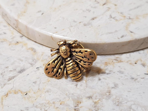Napoleonic Bee Lapel Pin - Small Bumblebee Brooch - Antique Gold Plated...