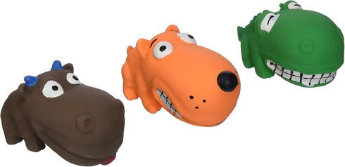 Multipet (3 Pack) Squeaky 3" Mini Latex Animal with Big Head Dog Toys, Assorted...