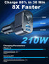 4 in 1 USB C Car Charger Adapter, 210W Multi USB Cigarette Lighter Adapter, Socket Splitter with 3 USB Ports, 12V/24V Outlet Dual USB Type C PD Fa...