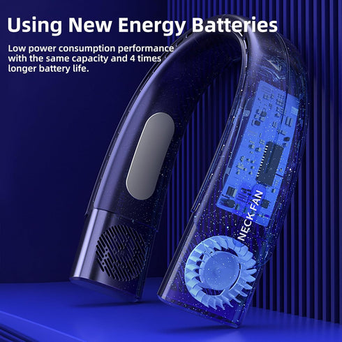 Portable Neck Fan,Hands Free Bladeless Fan with 2 Cooling Plate,Personal Fan 4000mAh Battery USB Rechargeable,5 Speeds Adjustable 360° Cooling,Sup...