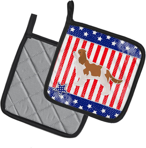 Caroline's Treasures BB3349PTHD USA Patriotic Cavalier King Charles Spaniel Pair of Pot Holders Kitchen Heat Resistant Pot Holders Sets Oven Hot P...