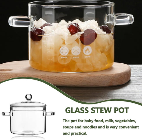 Glass Saucepan with Cover Heat-resistant Glass Stovetop Pot and Pan with Lid for Pasta Noodle, Soup, Milk, Baby Food (78oz/2300ml)...