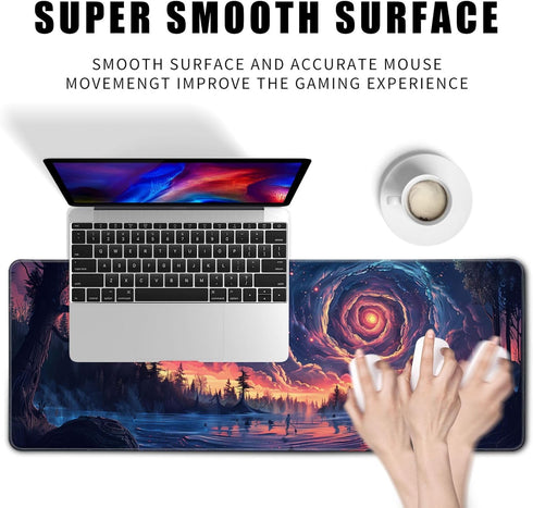 Moon Large Mouse Pad Night Sky Mousepad Forest Desk Mat, Big Full Keyboard and Mouse Pad Cool Desk Pad for Keyboard Mouse with Stitched Edges Anti...