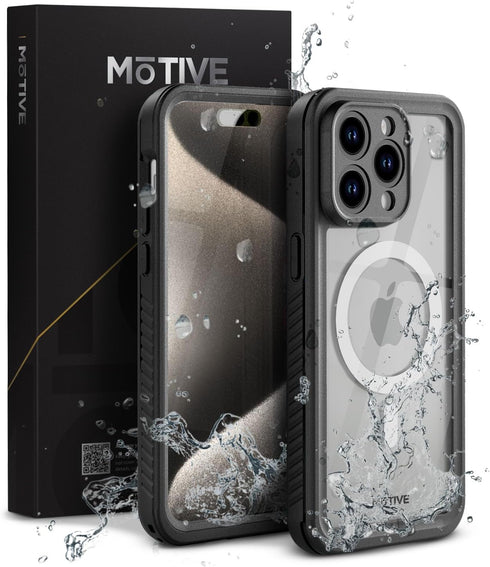 MOTIVE Waterproof Case for iPhone 15 Pro Max, Built-in Screen Protector, Compatible with MagSafe, Dustproof, Shockproof, Complete 360° Water Resis...