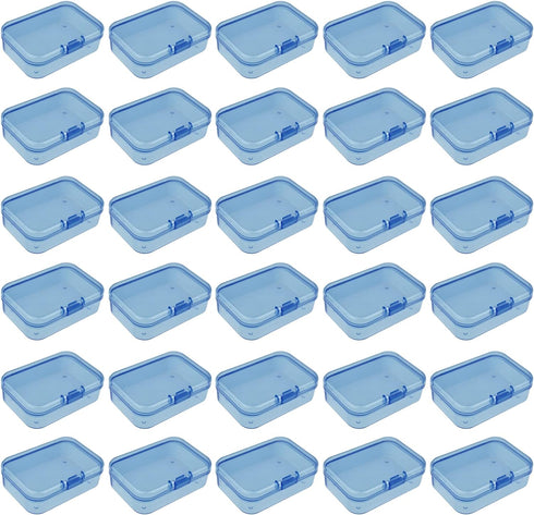 Goodma 30 Pieces Mini Rectangular Plastic Boxes Empty Storage Organizer Containers with Hinged Lids for Small Items and Other Craft Projects (Blue...