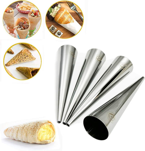 NewlineNY Stainless Steel 10 Pcs FROMAGE POURERS TUBES SET, 6 Circular + 4 Cone Cannoli Pastry Forms...