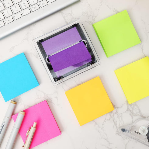 EOOUT Sticky Note Holder, 3x3 Inches, Sticky Note Dispenser, Black Pop-up Note Holder, Self-Stick Note Pad for Office Home Classroom Desk Supplies...