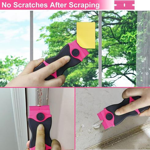 THINKWORK Razor Blade Scraper - Pink Razor Scraper Gift for Women, 2-in-1 Scraper Tool Set with 20Pcs Razor Blades for Removing Window Labels, Dec...