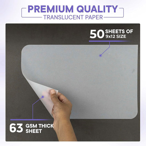 Xulmar Tracing Paper 9x12 63 GSM - Pack of 50 Sheets Tracing Paper for Sewing Patterns, Drawing Overlays & Sketching on Art Paper & Sketch Book...