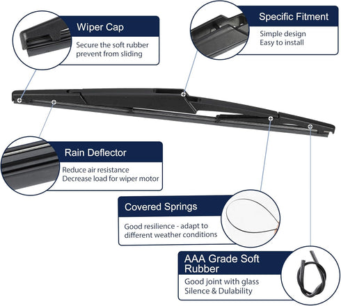 X AUTOHAUX Rear Windshield Wiper Blade Replacement for Kia Sedona 2006-2013 for Hyundai Entourage 2007-2010...