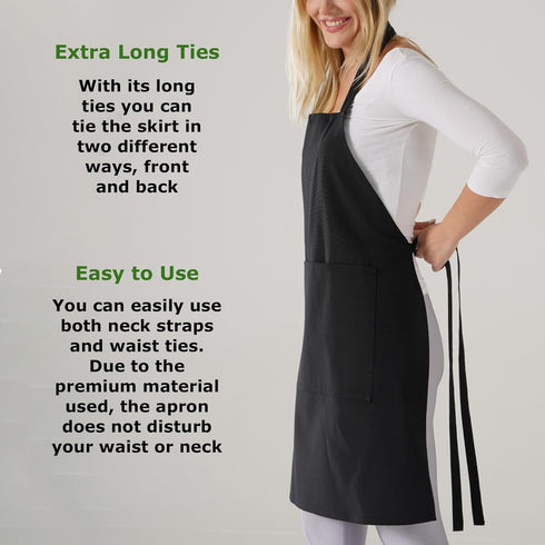 Kitchen Apron Waterdrop Resistant Cotton Apron with adjustable Aprons for Women with Pockets 10 Color option Cooking Powder Pink Apron (Powder Pin...