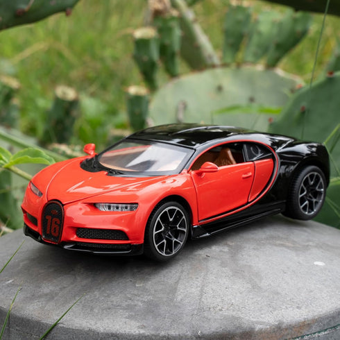 1/32 scale Alloy Toy Car, Bugatti Chiron Model Car, Toy Car with Pull Back Function, Toy Model with Sound and Bright Lights, Toy Car for 3-8 Years...