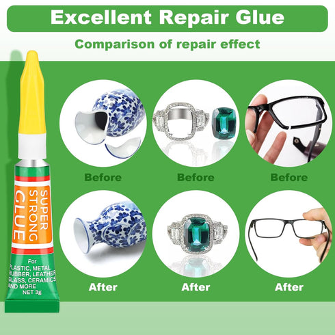 3g X 18 Pack Clear Superglue Instant Bonding, Strong Cyanoacrylate (CA) Super Glue Thick Viscosity Value Pack for Metal, Plastic, Wood, DIY Crafts...