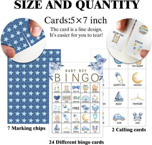 Shower Games Bingo Party Game for Gender Reveal Party Pregnancy Announcement 24 Players Bingo Game Cards Party Games Favors Decor for Family Party...