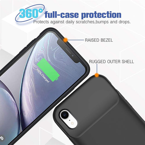 Battery Case for iPhone XR, 7000mAh Slim Portable Protective Charging case Compatible with iPhone XR (6.1 inch) Rechargeable Battery Pack Charger ...