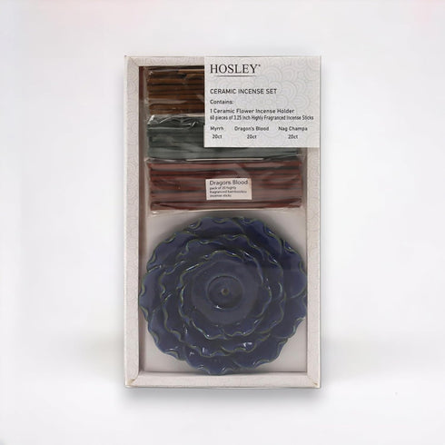 Hosley® 60 Stick Bulk Pack Serenity in Variety Ceramic Assorted Spa Incense Set with Ceramic Flower Holder Relaxing Aromas for Meditation and Tran...