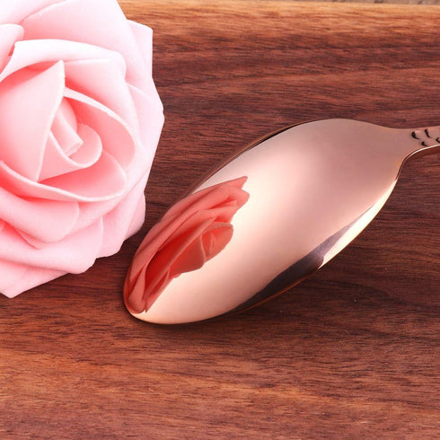 5-Piece Rose Gold Silverware Flatware Set Service for 1 Stainless Steel Cutlery Set Include Dinner Knife Table Fork Table Spoon Salad Fork Tea Spo...