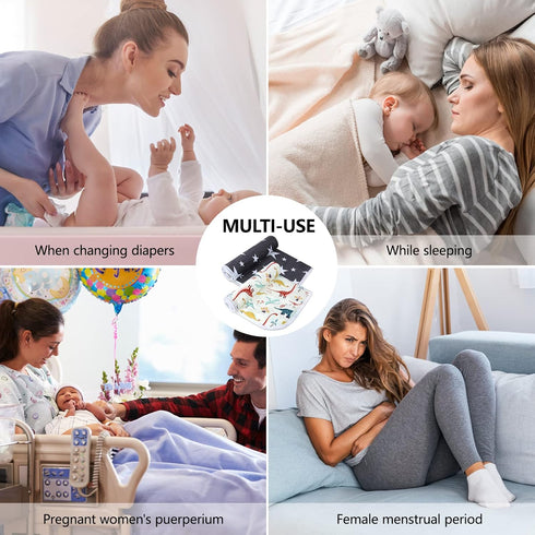 2Pcs Diaper Changing Pads for Baby, Dinosaur Change Mat, 3Layers Waterproof Change Pad Foldable Absorbent Mats for Women, Reusable Incontinence Un...