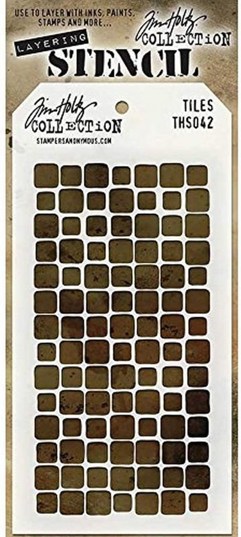Stampers Anonymous Tim Holtz Layered Stencil 4.125"X8.5", Tiles, White...