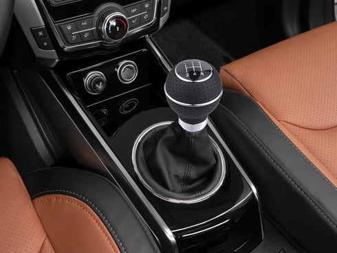 Abfer Manual Shifter Knob Car Leather Gear Head Stick Shift Knobs 5 Speed Fit Most Vehicle Truck, Silver...