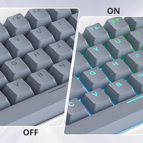 Guffercty kred 61-Keys PBT 60% Keycaps 60 Percent Shine-Through OEM Profile Keycaps Backlit US Layout for 60% Mechanical Keyboard (61 Grey Black)...
