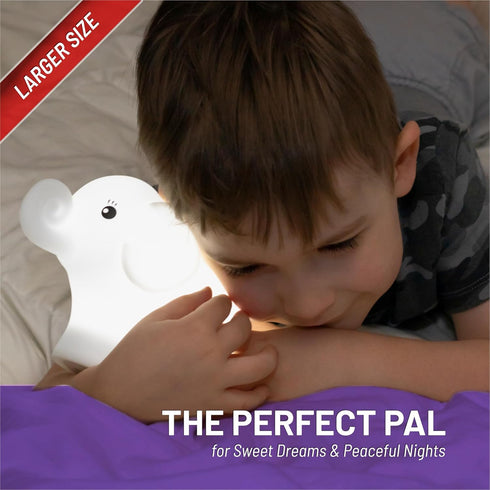 Lumipets Remote Control Silicone Night Light for Kids - Elephant Design with 9 Soft Colors & Sleep Timer - Rechargeable, Battery-Operated Lamp for...