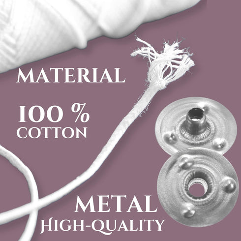 101PCS Candle DIY Tools Set — 200FT Candle Wick Roll and 100PCS Metal Tabs for Candle Making Supplies Candle Wick Spool White Woven Candle Wicks f...